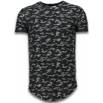 textil Herr T-shirts Justing Camouflage Long Fit Army Svart