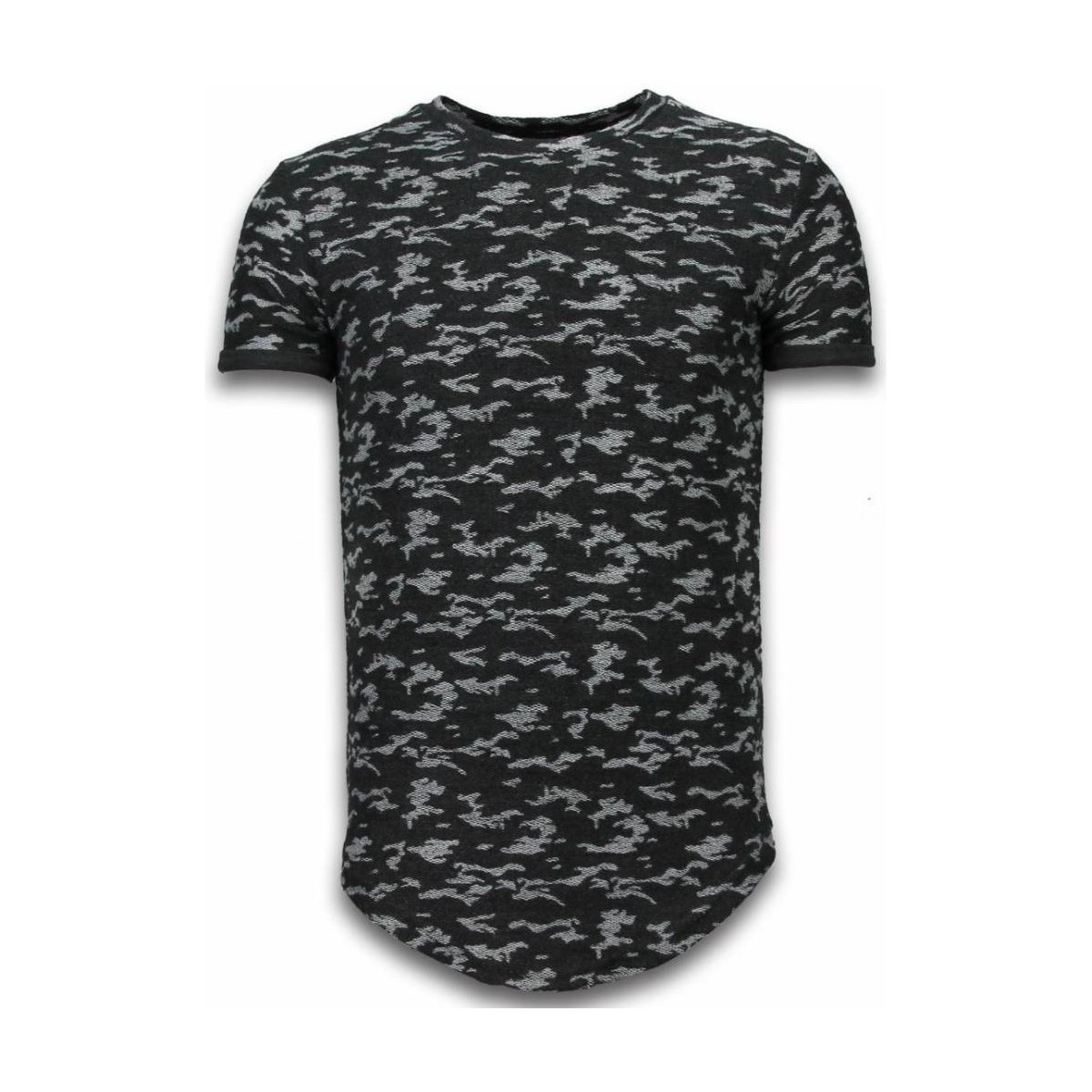 textil Herr T-shirts Justing Camouflage Long Fit Army Svart