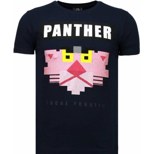 textil Herr T-shirts Local Fanatic Panther For A Cougar Rhinestone Blå