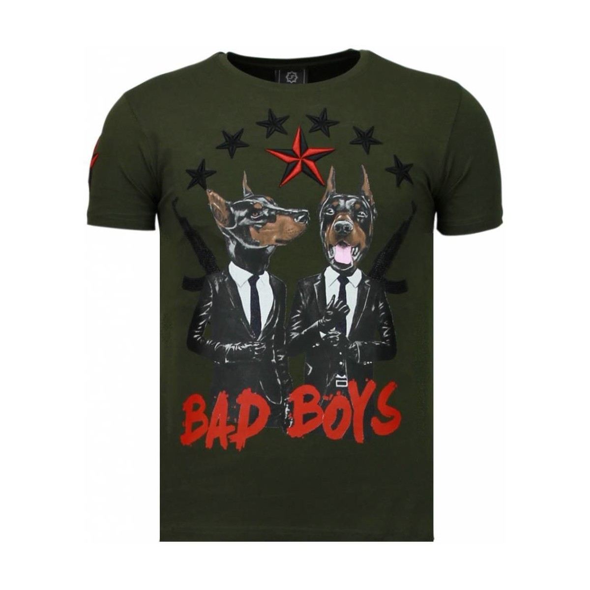 textil Herr T-shirts Local Fanatic Bad Boys Pinscher Rhinestone Grön