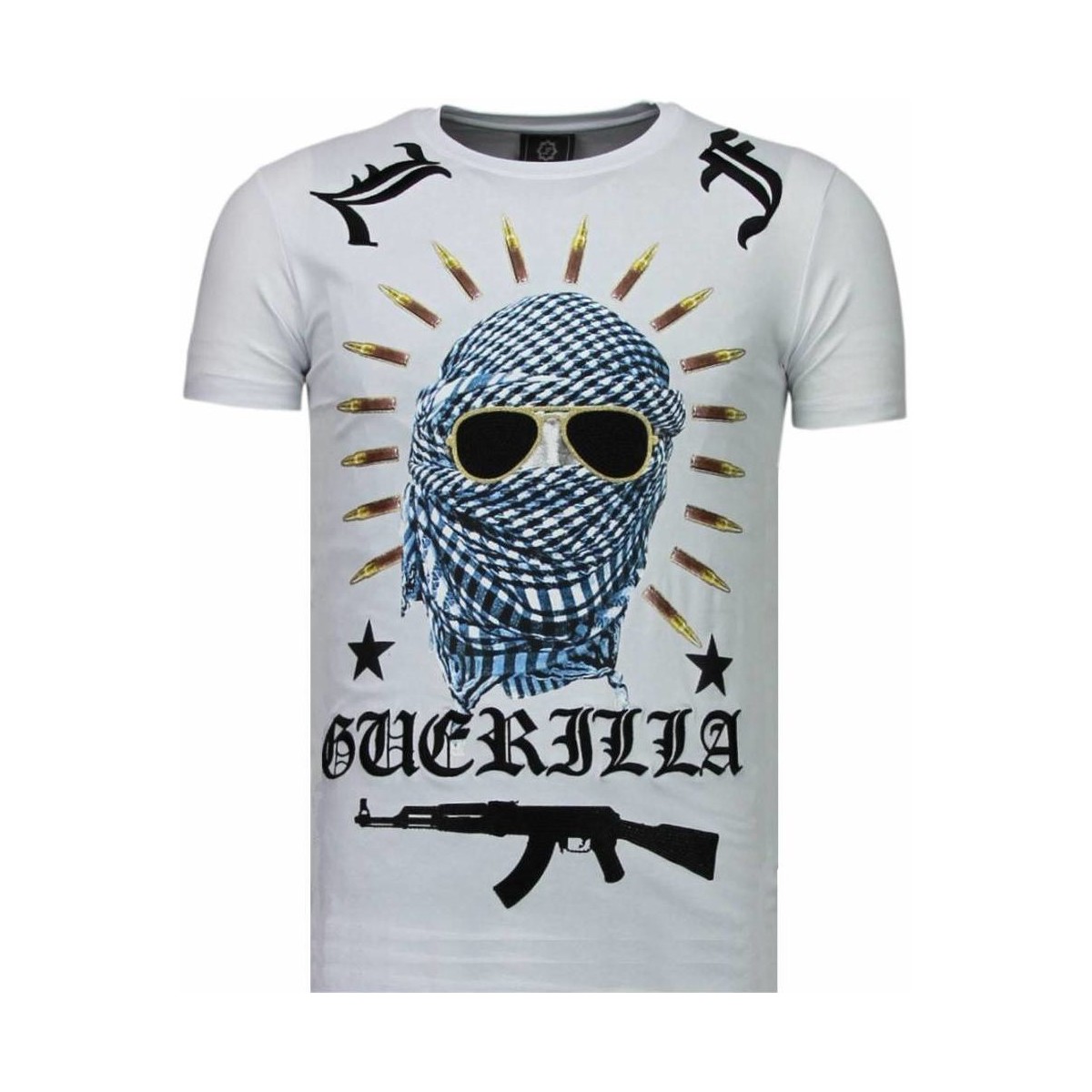 textil Herr T-shirts Local Fanatic Freedom Fighter Rhinestone Vit