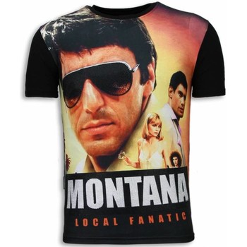 textil Herr T-shirts Local Fanatic Tony Montana Digital Rhinestone Svart