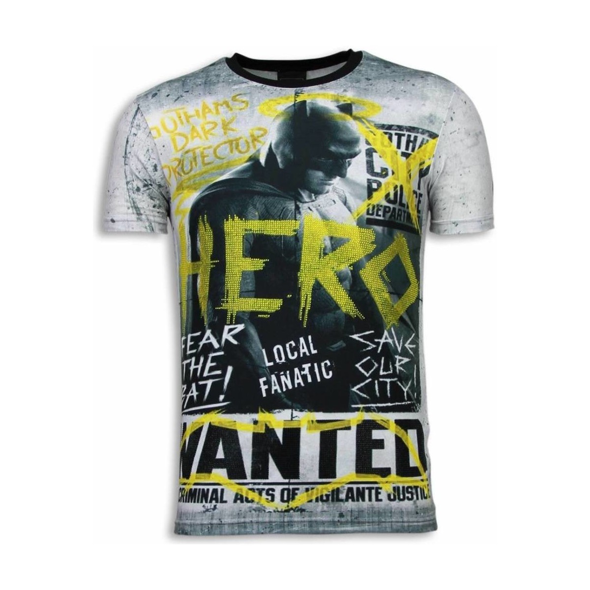 textil Herr T-shirts Local Fanatic Wanted Gothams Hero Vit