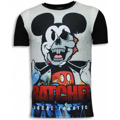 textil Herr T-shirts Local Fanatic Ratchet Mickey Digital Rhinestone Svart