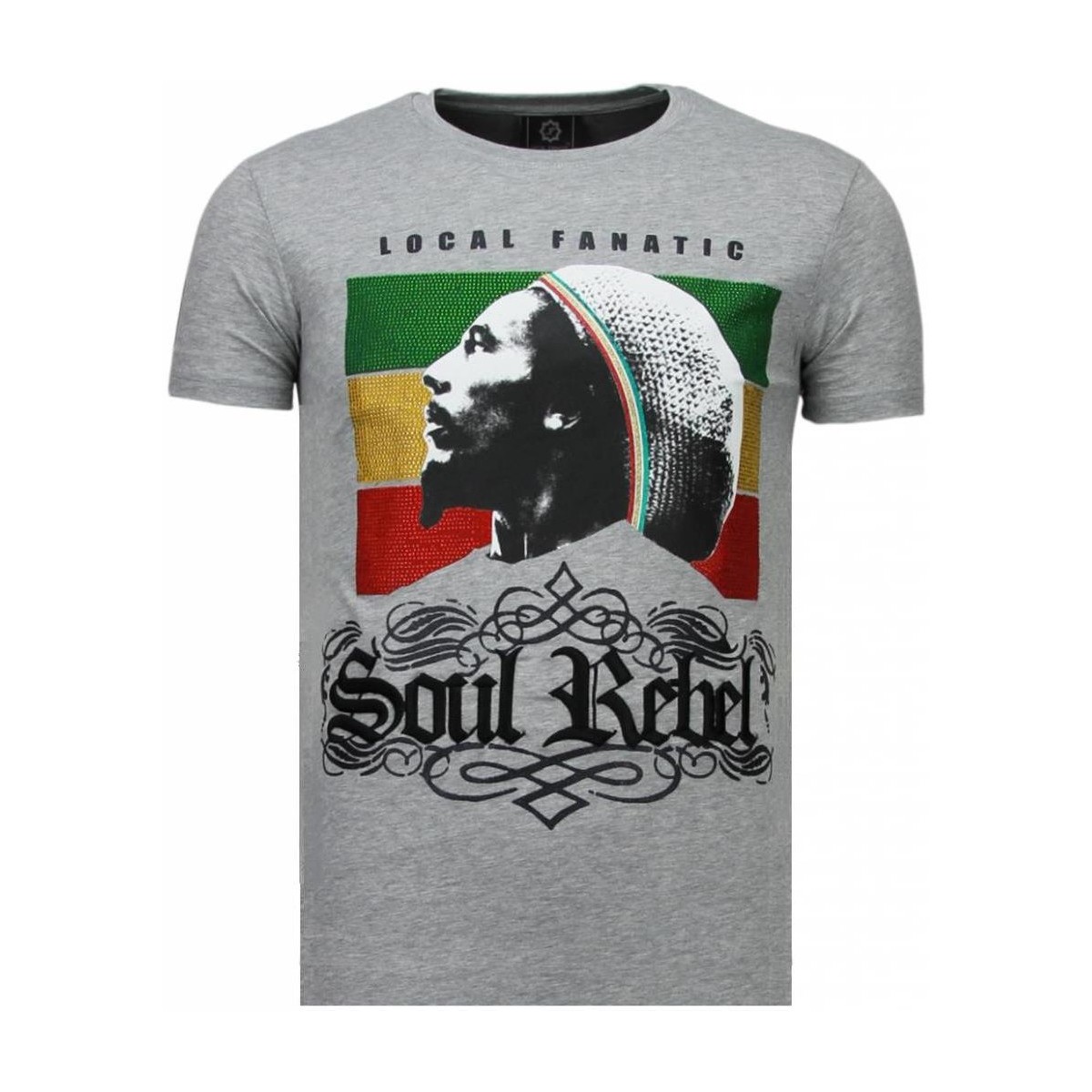 textil Herr T-shirts Local Fanatic Soul Rebel Bob Rhinestone Grå