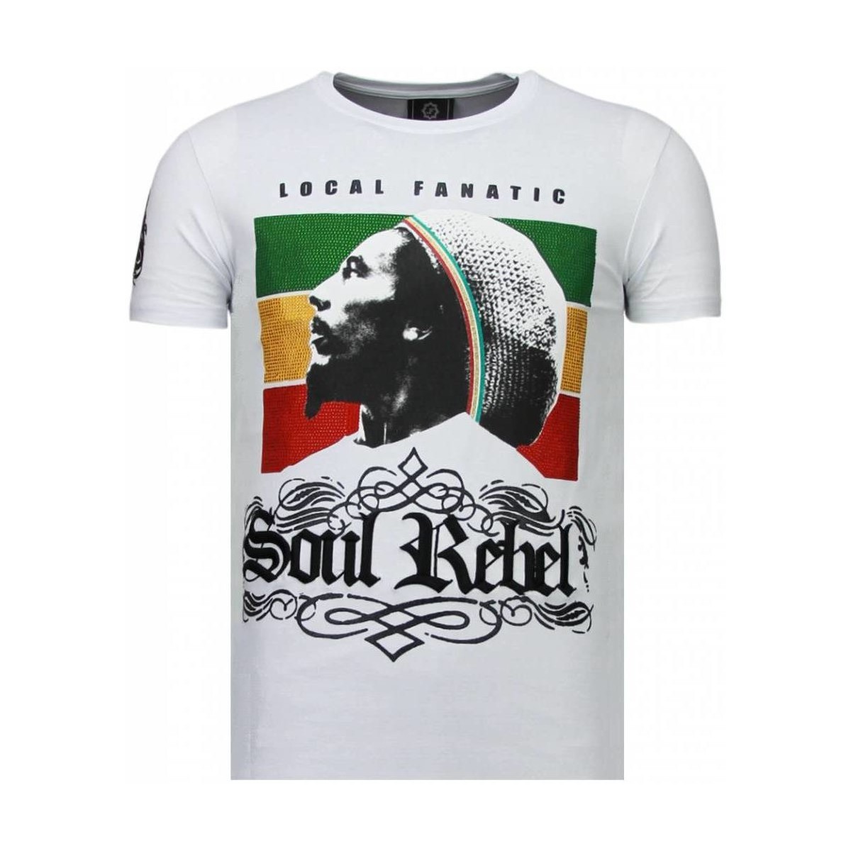 textil Herr T-shirts Local Fanatic Soul Rebel Bob Rhinestone Vit