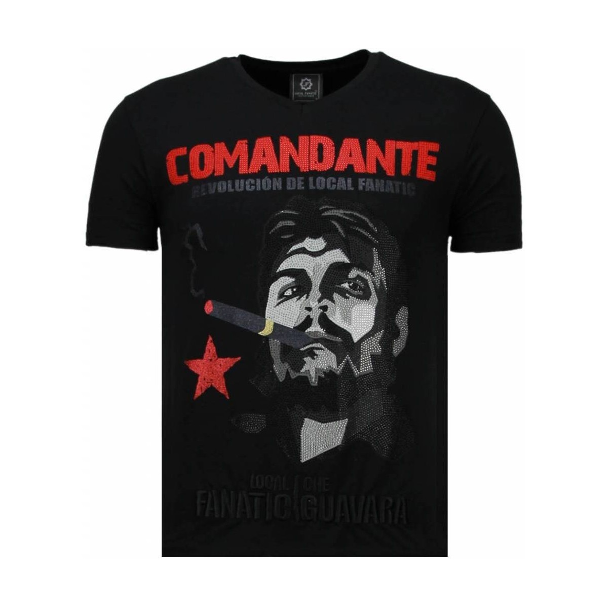 textil Herr T-shirts Local Fanatic Che Guevara Codante Rhinestone Svart