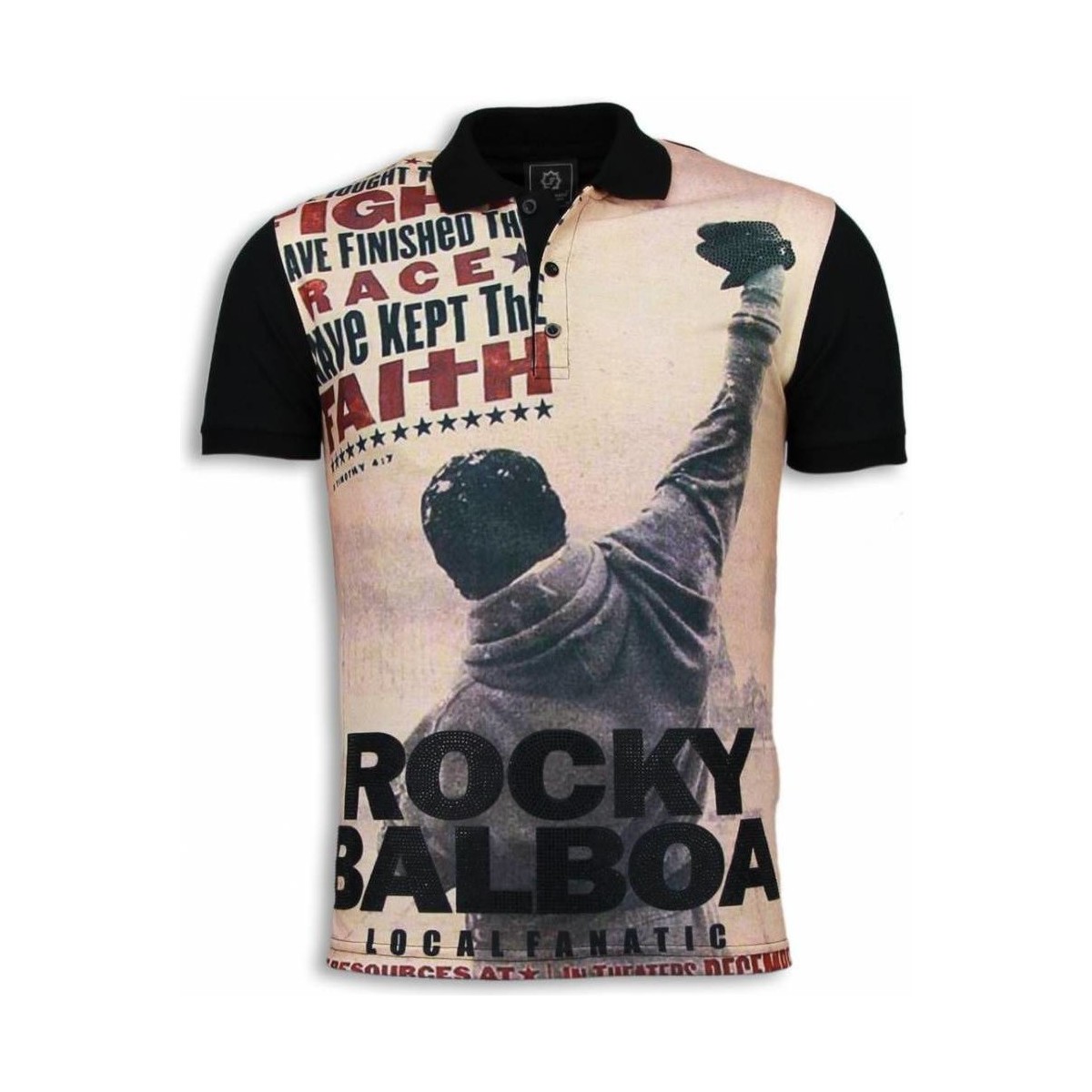 textil Herr Kortärmade pikétröjor Local Fanatic Rocky Balboa The Movie Polo Svart