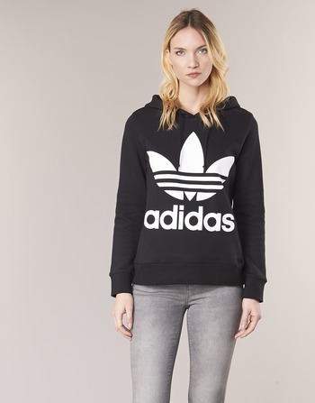 textil Dam Sweatshirts adidas Originals TREFOIL HOODIE Svart
