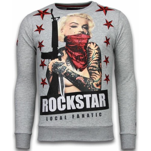 textil Herr Sweatshirts Local Fanatic Marilyn Rockstar Rhinestone Grå