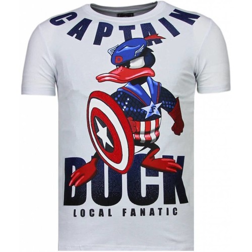 textil Herr T-shirts Local Fanatic Captain Duck Rhinestone Vit