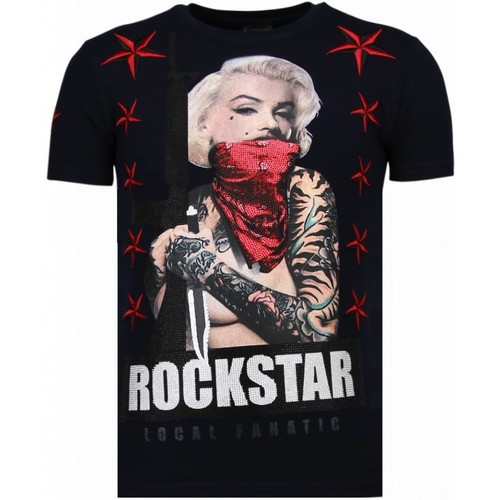 textil Herr T-shirts Local Fanatic Marilyn Rockstar Rhinestone Blå