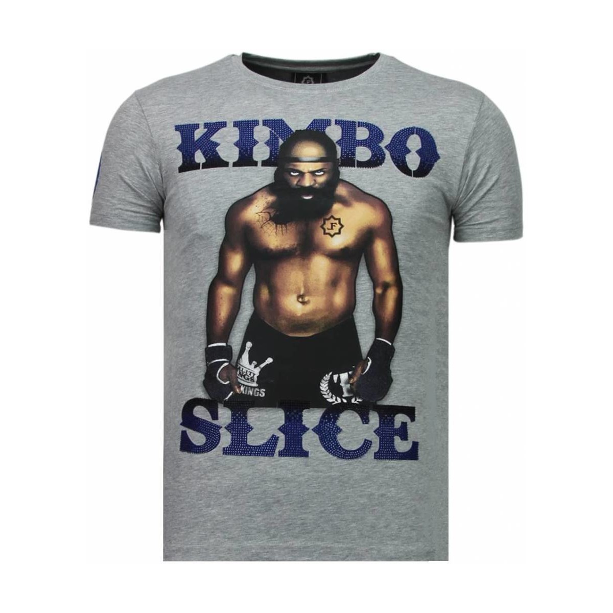 textil Herr T-shirts Local Fanatic Kimbo Slice Rhinestone Grå