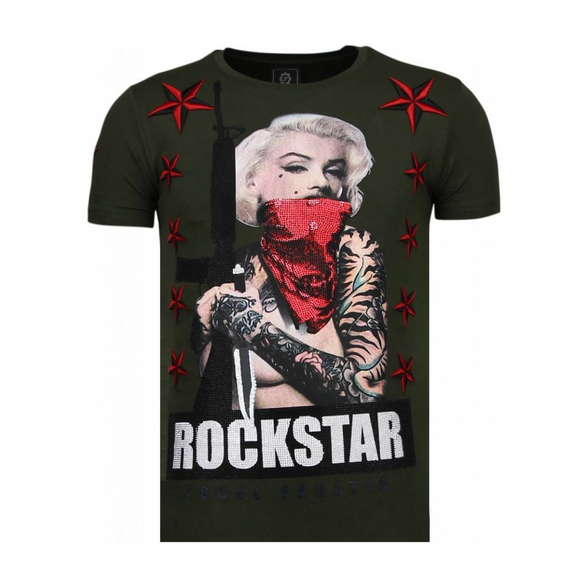textil Herr T-shirts Local Fanatic Marilyn Rockstar Rhinestone Grön