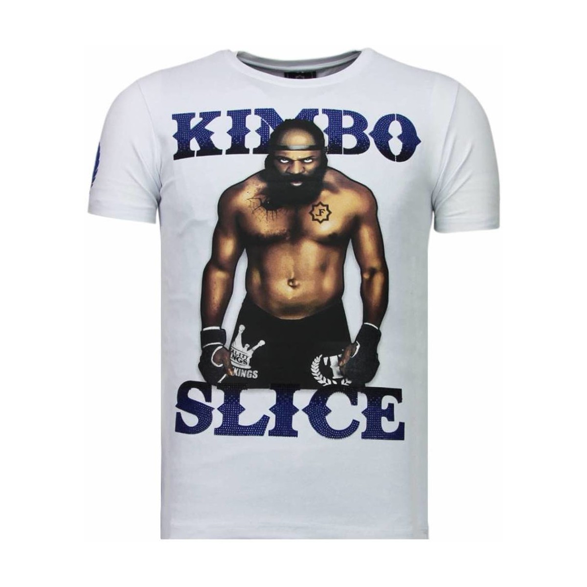 textil Herr T-shirts Local Fanatic Kimbo Slice Rhinestone Vit