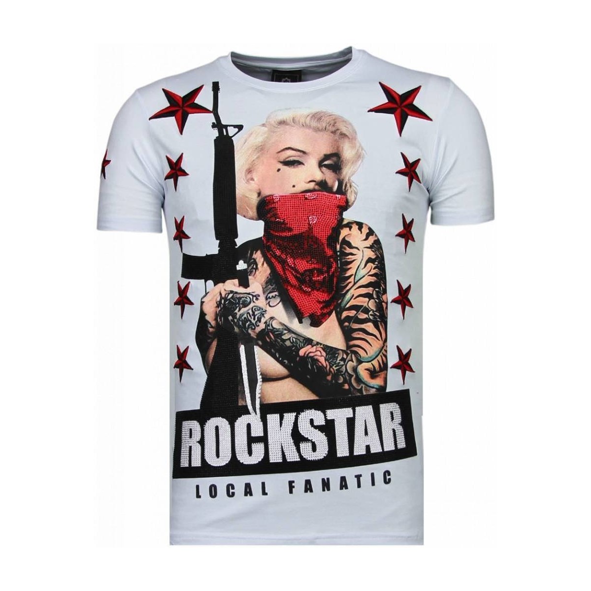 textil Herr T-shirts Local Fanatic Marilyn Rockstar Rhinestone Vit