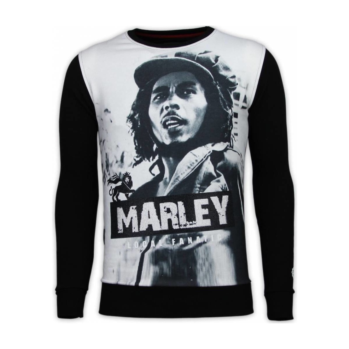 textil Herr Sweatshirts Local Fanatic Bob Marley Digital Rhinestone Svart