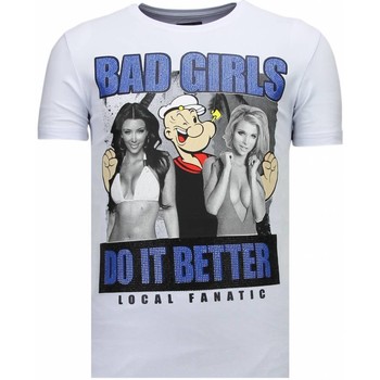 textil Herr T-shirts Local Fanatic Bad Girls Popeye Rhinestone G Vit