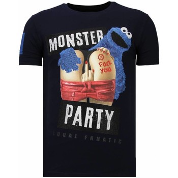 textil Herr T-shirts Local Fanatic Monster Party Rhinestone N Blå