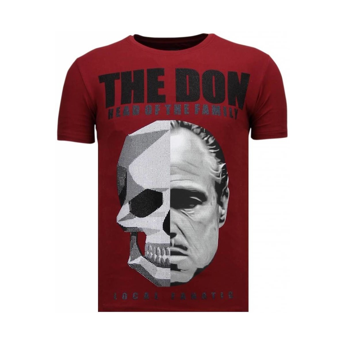 textil Herr T-shirts Local Fanatic The Don Skull Rhinestone B Röd