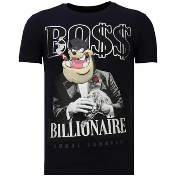 textil Herr T-shirts Local Fanatic Billionaire Boss Rhinestone N Blå