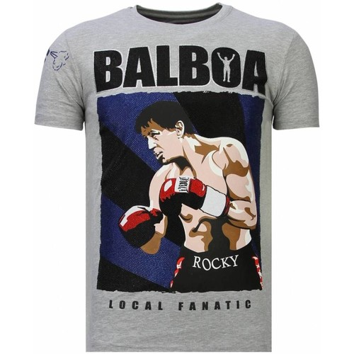 textil Herr T-shirts Local Fanatic Balboa Rocky Rhinestone G Grå