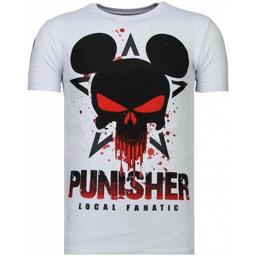 textil Herr T-shirts Local Fanatic Punisher Mickey Rhinestone W Vit