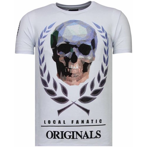 textil Herr T-shirts Local Fanatic Skull Originals Rhinestone W Vit