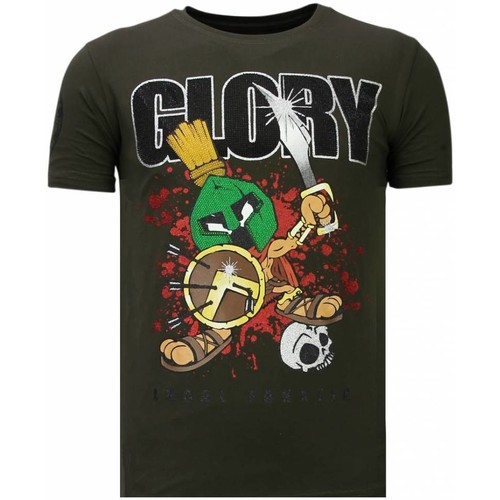 textil Herr T-shirts Local Fanatic Glory Martial Rhinestone K Khaki Grön