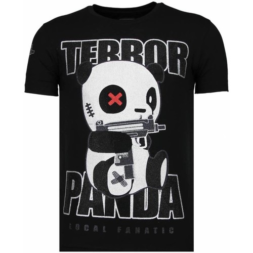 textil Herr T-shirts Local Fanatic Terror Panda Rhinestone Z Svart