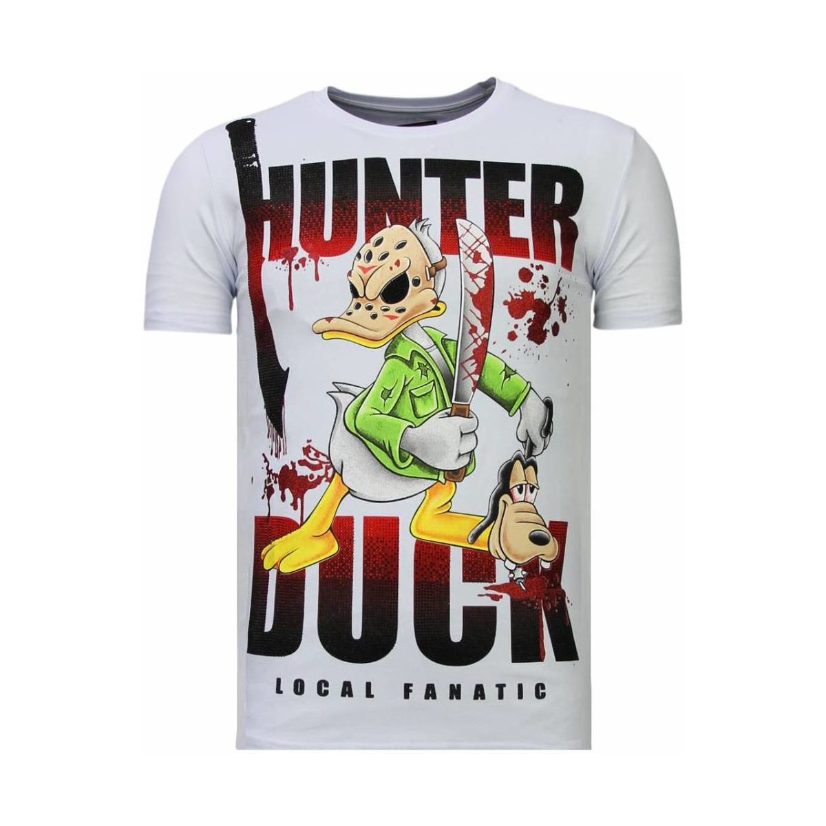 textil Herr T-shirts Local Fanatic Hunter Duck Rhinestone W Vit