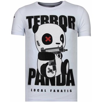 textil Herr T-shirts Local Fanatic Terror Panda Rhinestone W Vit