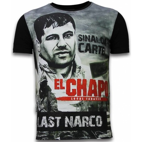 textil Herr T-shirts Local Fanatic El Chapo Last Narco Rhinestone Z Svart