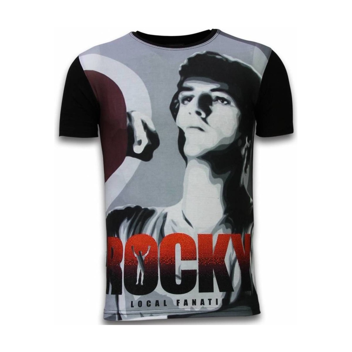 textil Herr T-shirts Local Fanatic Rocky Training Rhinestone Z Svart