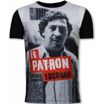 textil Herr T-shirts Local Fanatic El Patron Escobar Rhinestone Z Svart