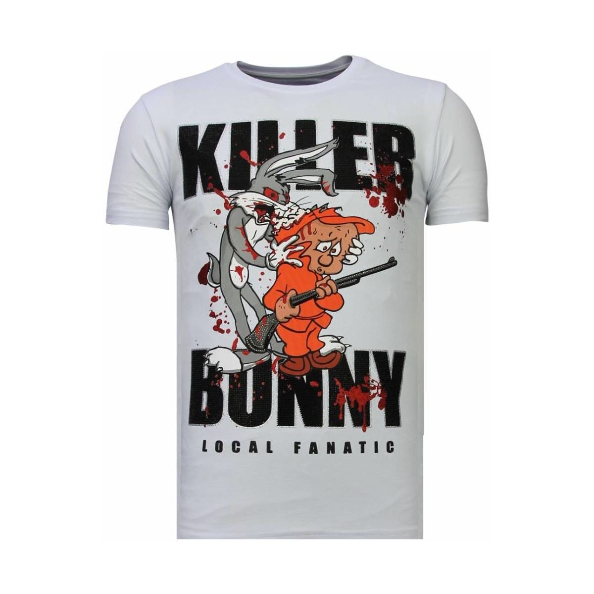 textil Herr T-shirts Local Fanatic Killer Bunny Rhinestone K Vit