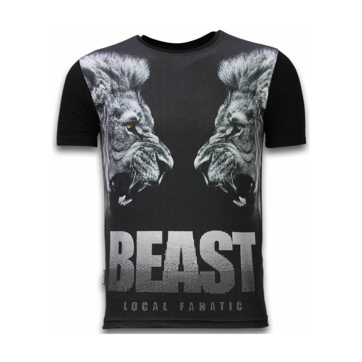 textil Herr T-shirts Local Fanatic Beast Digital Rhinestone Z Svart