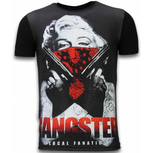 textil Herr T-shirts Local Fanatic Gangster Marilyn Rhinestone Z Svart